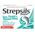 Strepsils Menthol/Soothing Effective Relief for Sore Throats & Blocked Nose-24's Lozenges