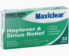 Maxiclear Tablets for Hayfever & Sinus Relief 30's